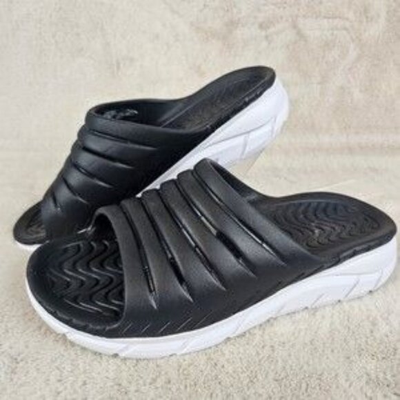 Avia Shoes - Avia High Tail Collection Black Slide Sandals Size 6 Womens Comfortable Slip-On